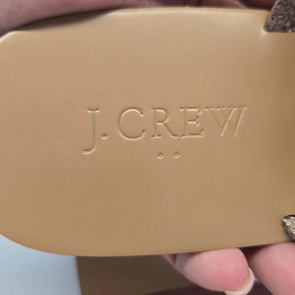 J Crew Slip On Slide Flat Sandals Women 9 Brown Double Strap Minimalist‎ Coastal